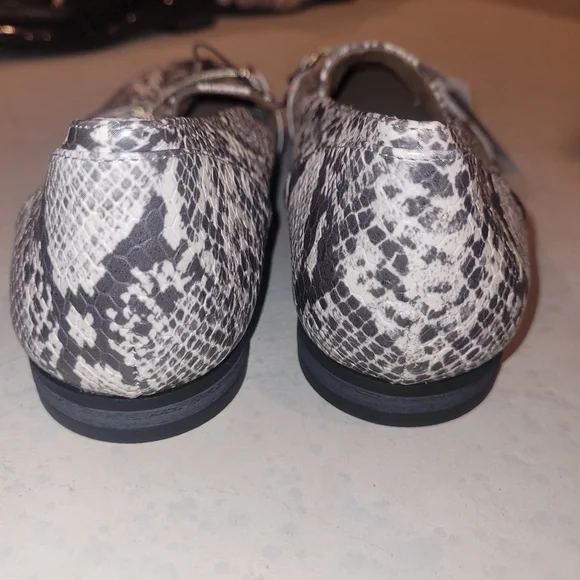 George Snake-Print Slip-On Loafers in Black and White with Gold Bit - Picture 5 of 6